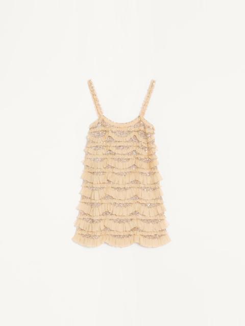 Valentino TULLE ILLUSIONE EMBROIDERED SHORT DRESS