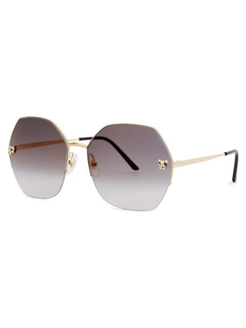 Cartier Cartier Panthère De Cartier Gold-tone Oversized, Sunglasses, Acetate