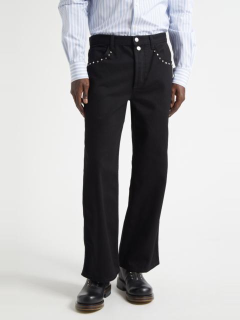 Alexander McQueen McQueen Studded Crop Painter Jeans in Black at Nordstrom