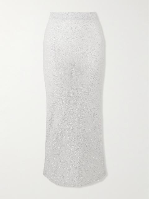 Alessandra Rich Sequin-embellished Metallic Knitted Maxi Skirt