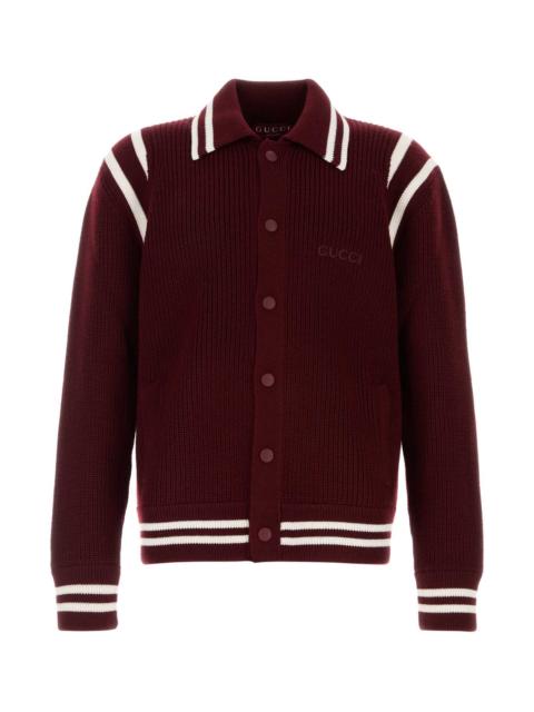 GUCCI Gucci Men Burgundy Wool Cardigan