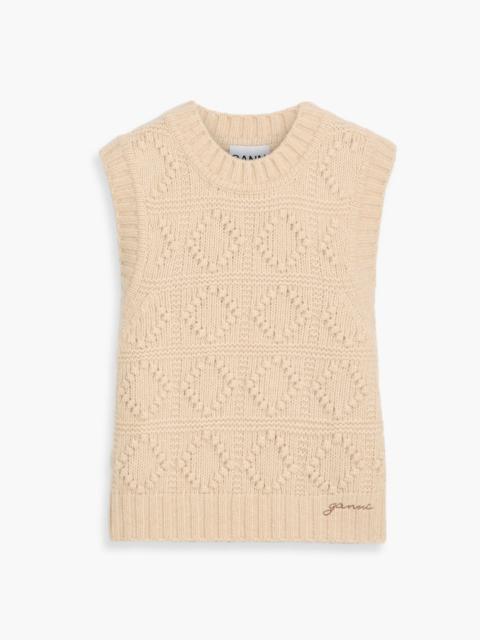 GANNI Jacquard-knit wool and cotton-blend vest