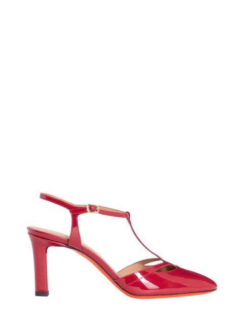 Santoni Santoni Women's  patent leather high-heel T-bar pump in Red at Nordstrom
