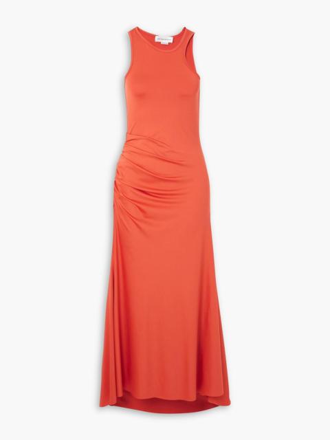 Victoria Beckham Asymmetric ruched satin-jersey midi dress