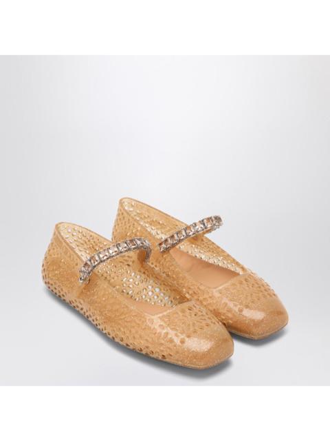 Jimmy Choo The Jelly Transparent Beige Ballet Flats With Crystals Women