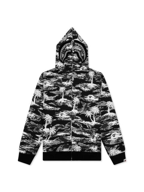 A BATHING APE® PALM TREE CAMO RELAXED FIT SHARK FULL ZIP HOODIE - BLACK