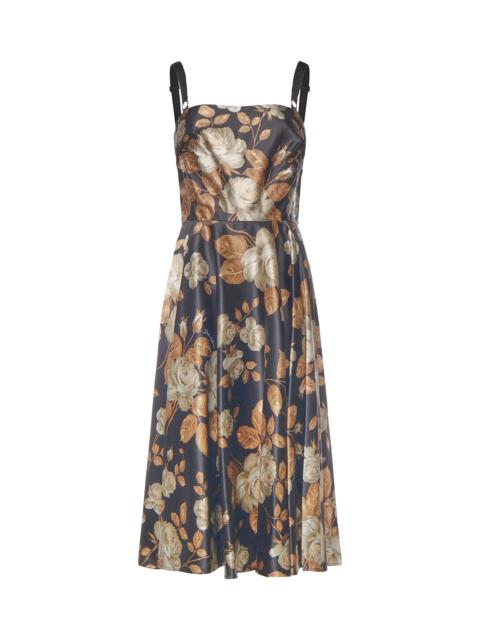 Dolce & Gabbana Vintage Rose Print Satin Dress