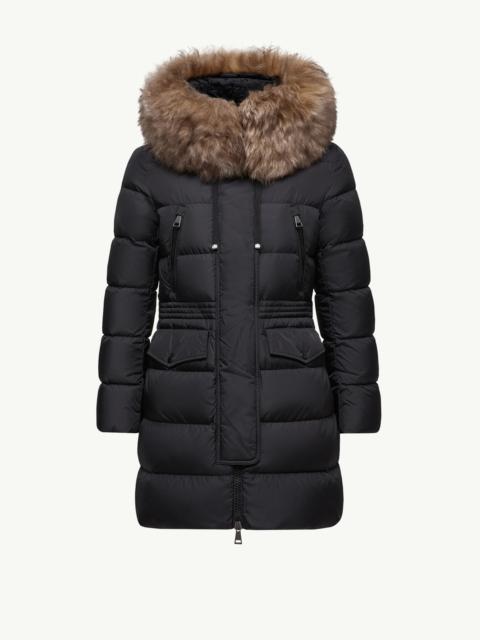 Moncler Aphroti Hooded Shearling-Trimmed Long Down Jacket