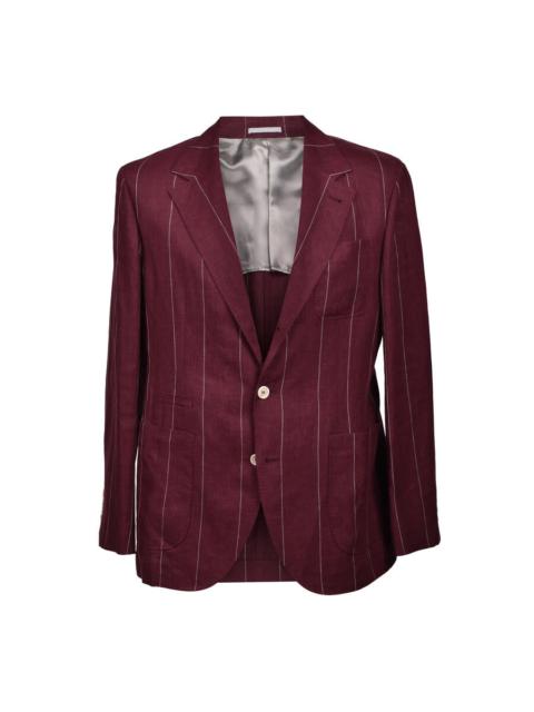 Brunello Cucinelli Brunello Cucinelli Red Linen Striped Suit Blazer