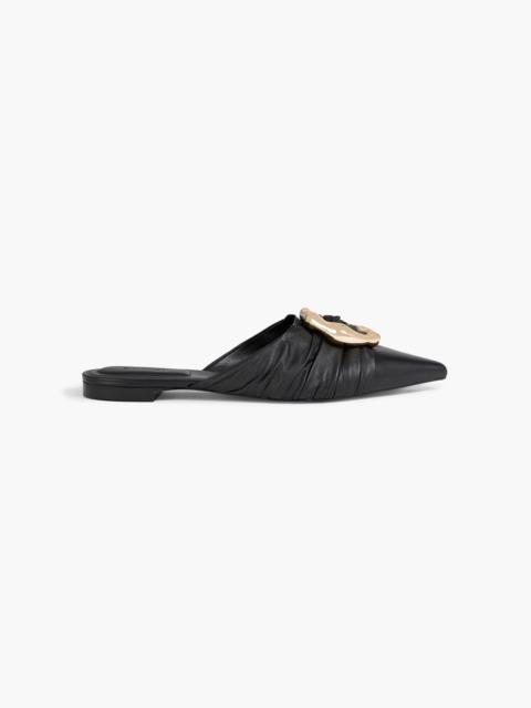 SIMKHAI Belle embellished leather point-toe flats