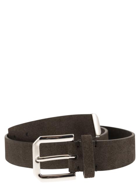 Brunello Cucinelli Brunello Cucinelli Men Inverted Leather Belt With Square Buckle And Toecap
