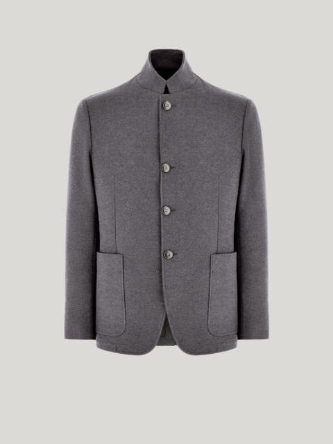 Canali GRAY WOOL AND CASHMERE JACKET WITH STAND-UP COLLAR