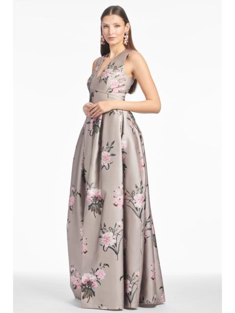 SACHIN & BABI EMBELLISHED BROOKE GOWN - PEWTER ENGLISH ROSE
