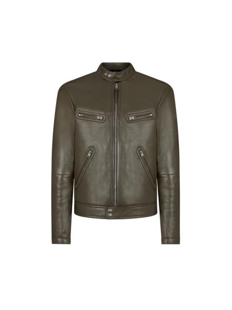 TOM FORD SHINY FEATHER NAPPA ZIP RACER JACKET