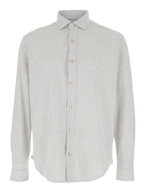 Other Designers Eleventy Men Grey Shirt With Classic Collar In Cotton Man