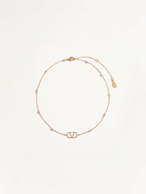 Valentino MINI VLOGO SIGNATURE NECKLACE IN METAL AND SWAROVSKI® CRYSTALS