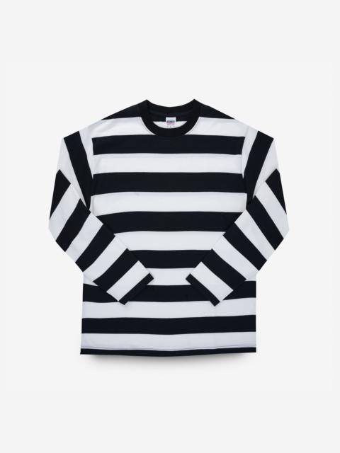 Iron Heart IHTB-09-BLK 7.5oz Cotton Long-Sleeved Crew Neck Border Tee - Black and White Stripes