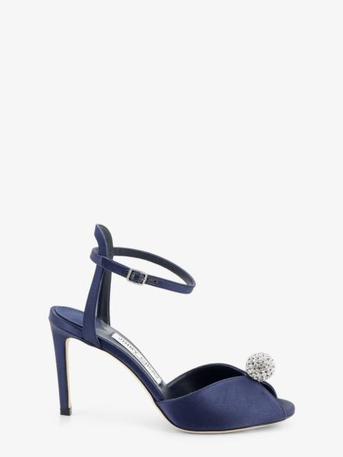 JIMMY CHOO Jimmy Choo Sacora Satin Sandals Blue With Crystal Detail