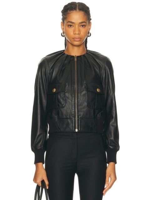 R13 Pleated Neck Leather Jacket
