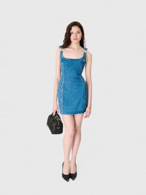 Marine Serre Moon Laser Blue Wash Denim Sleeveless Mini Dress