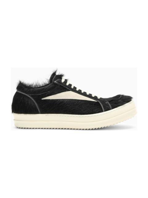 Black/white Sneaker In Leather With Fur