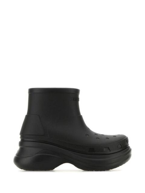 Balenciaga Women Black Rubber Balenciaga X Crocsâ„¢ Ankle Boots