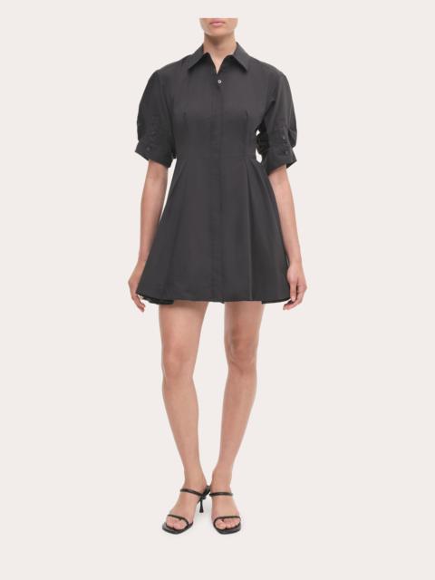 SIMKHAI Jazz Pleated Cotton Poplin Mini Shirt Dress