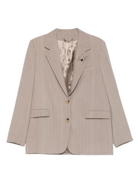 Golden Goose Golden Goose Women Pinstripe Oversized Wool Blend Blazer With Broche