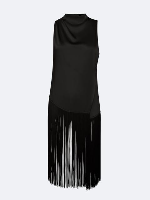LAPOINTE Satin Cowl Neck Fringe Top