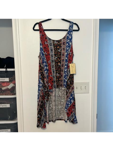 Other Designers Vintage Havana Extreme Hi-Low Boho Print Sleeveless Top