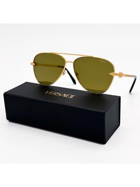 VERSACE NEW VE2283 1002/7I GOLD AVIATOR SUNGLASSES VERSACE VE2283 10