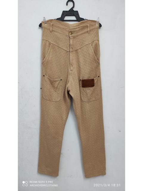 Other Designers Mercibeaucoup - Mercibeaucoup drop crotch beige/ tan leather patches pants