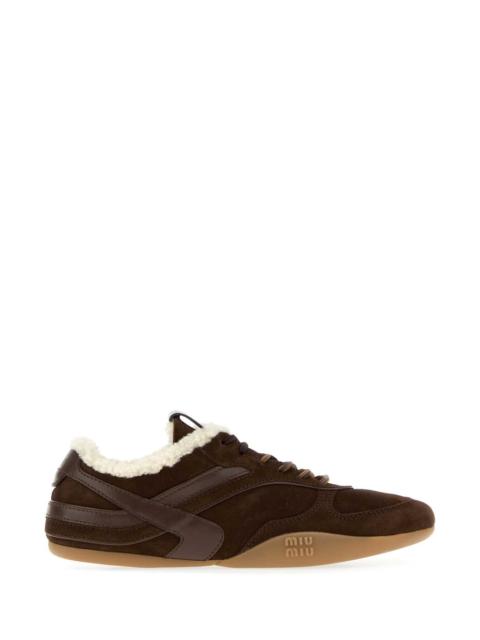 Miu Miu Miu Miu Women Brown Suede Sneakers