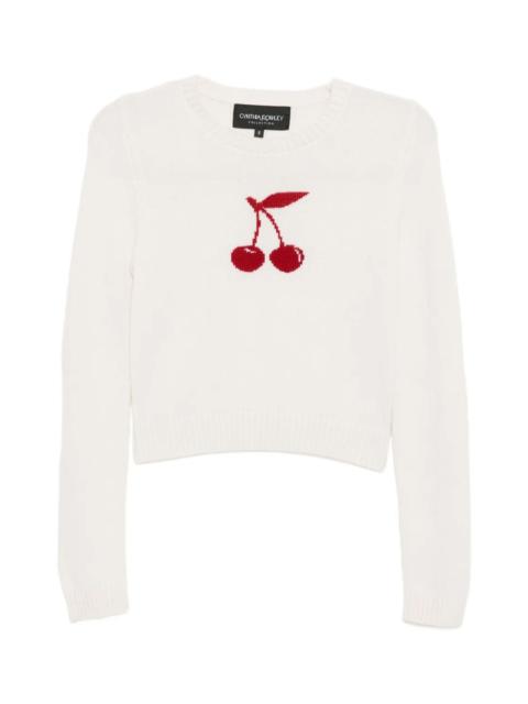 CYNTHIA ROWLEY Cynthia Rowley Intarsia Cropped Sweater in Ivory at Nordstrom