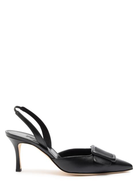 Manolo Blahnik Maysli 70 Leather Slingback Pumps