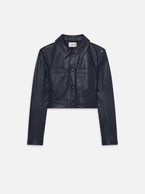 FRAME The Small Leather Jacket in Dark Indigo