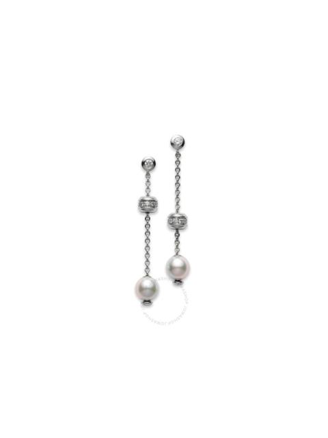 MIKIMOTO Mikimoto 18K White Gold Akoya Diamond 0.44Ct Pearl Earrings - PEL757DW