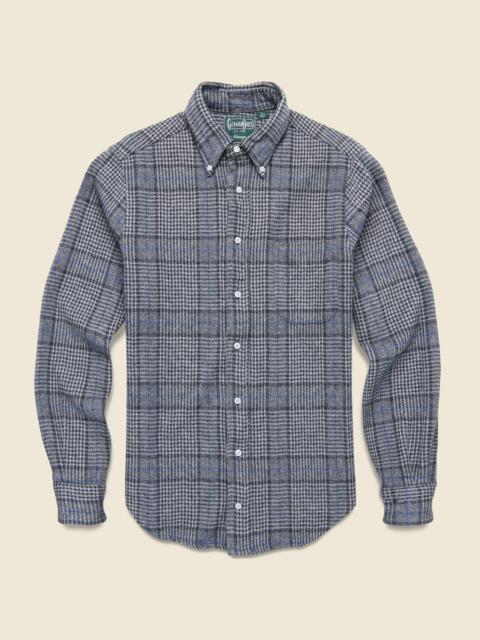 Gitman Vintage Brushed Cotton Windowpane Shirt - Grey/Blue
