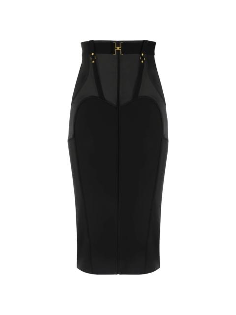 ELISABETTA FRANCHI Elisabetta Franchi Bustier Metal Logo Belt Midi Skirt