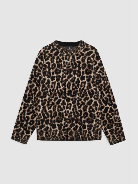 ANINE BING Sydney Crew Sweater - Black And Brown Leopard