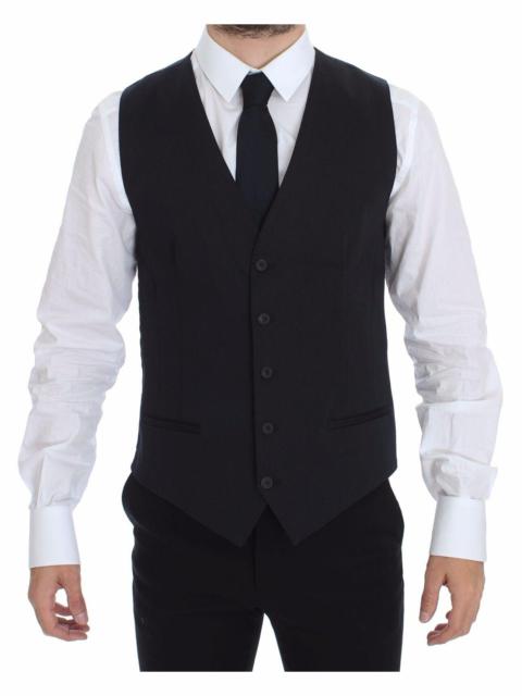 Dolce & Gabbana Blue Cotton Stretch Dress Vest Blazer
