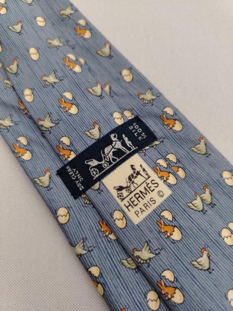 Hermès Hermes Paris 7890 MA Silk Designer Necktie Chicken Hatching Rabbit Pattern Tie