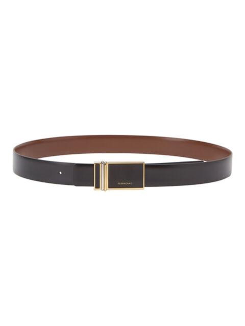 FERRAGAMO Ferragamo Men's Reversible Rectangular Buckle Belt, Size 95