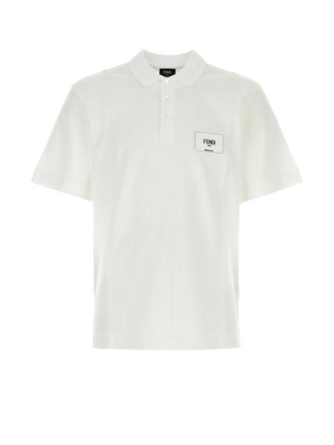 FENDI Fendi Man White Piquet Polo Shirt