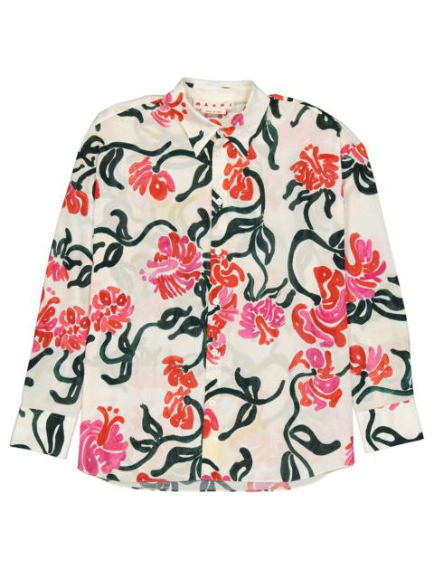 Marni Ladies Floral-print Long-sleeve Shirt, Brand Size 44 (US Size 10)