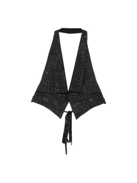 rhinestone-embellished open-back vest