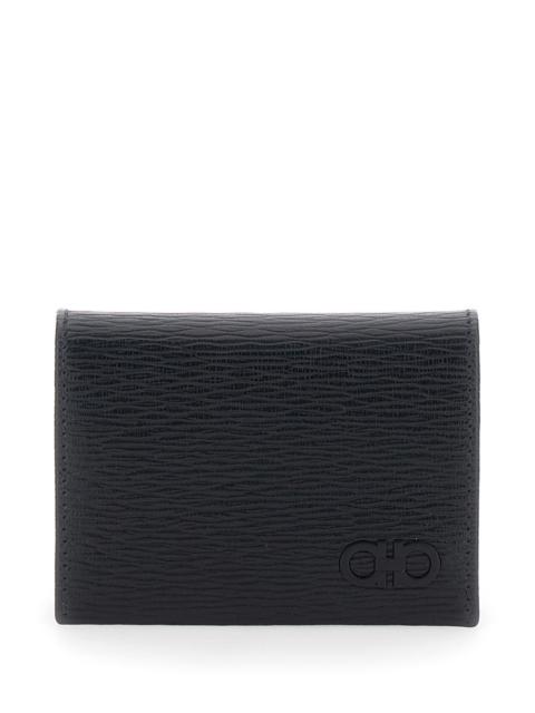 FERRAGAMO Ferragamo Men 'Revival' Black Card Holder With Gancini Buckle On The Front In Leather Man