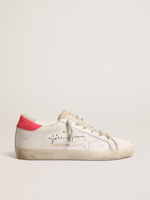 Golden Goose Women's white leather Super-Star with perforated star and fuchsia nylon heel tab