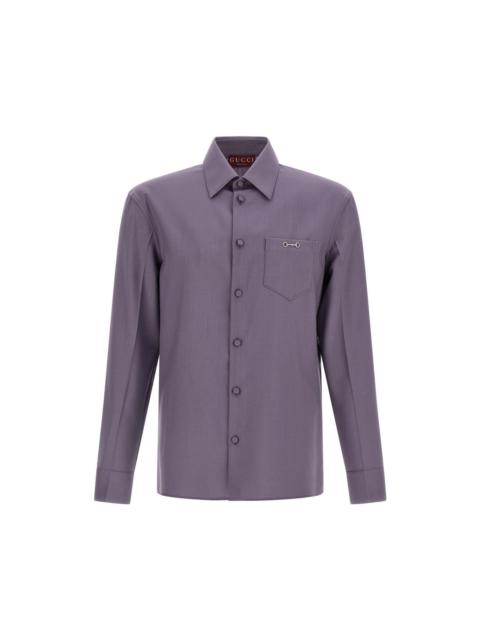 GUCCI GUCCI Purple Horsebit Wool Shirt New & Authentic (Men's size