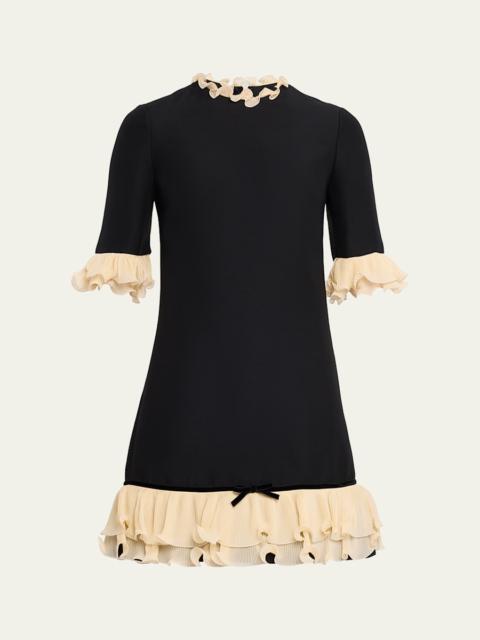 Valentino Ruffle Silk Crepe Mini Dress